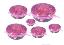 Load image into Gallery viewer, 6Pcs Reusable Silicone Food Caps Dishes Covers Fruit Wrap tapas de silicona para alimentos Sealing Food Fresh Keep Stretch Lids