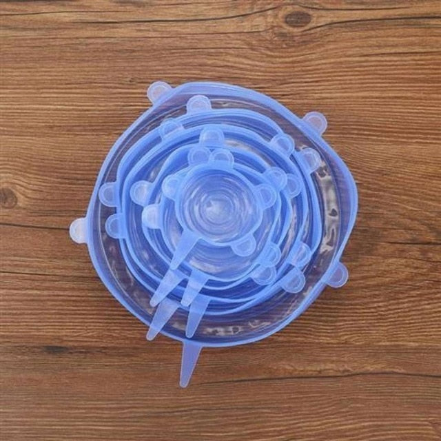 6pcs/set Food Fresh Keeping Silicone Lids Durable Reusable Food Save Cover Heat Resisting Fits All Sizes and Shapes of Container