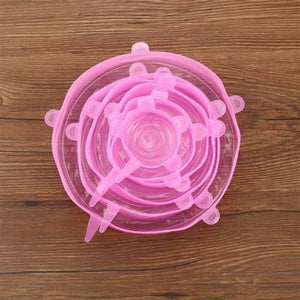 6pcs/set Food Fresh Keeping Silicone Lids Durable Reusable Food Save Cover Heat Resisting Fits All Sizes and Shapes of Container